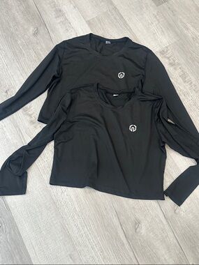 Black Long Sleeve Performance Crop Top - 3 pack (third not pictured)